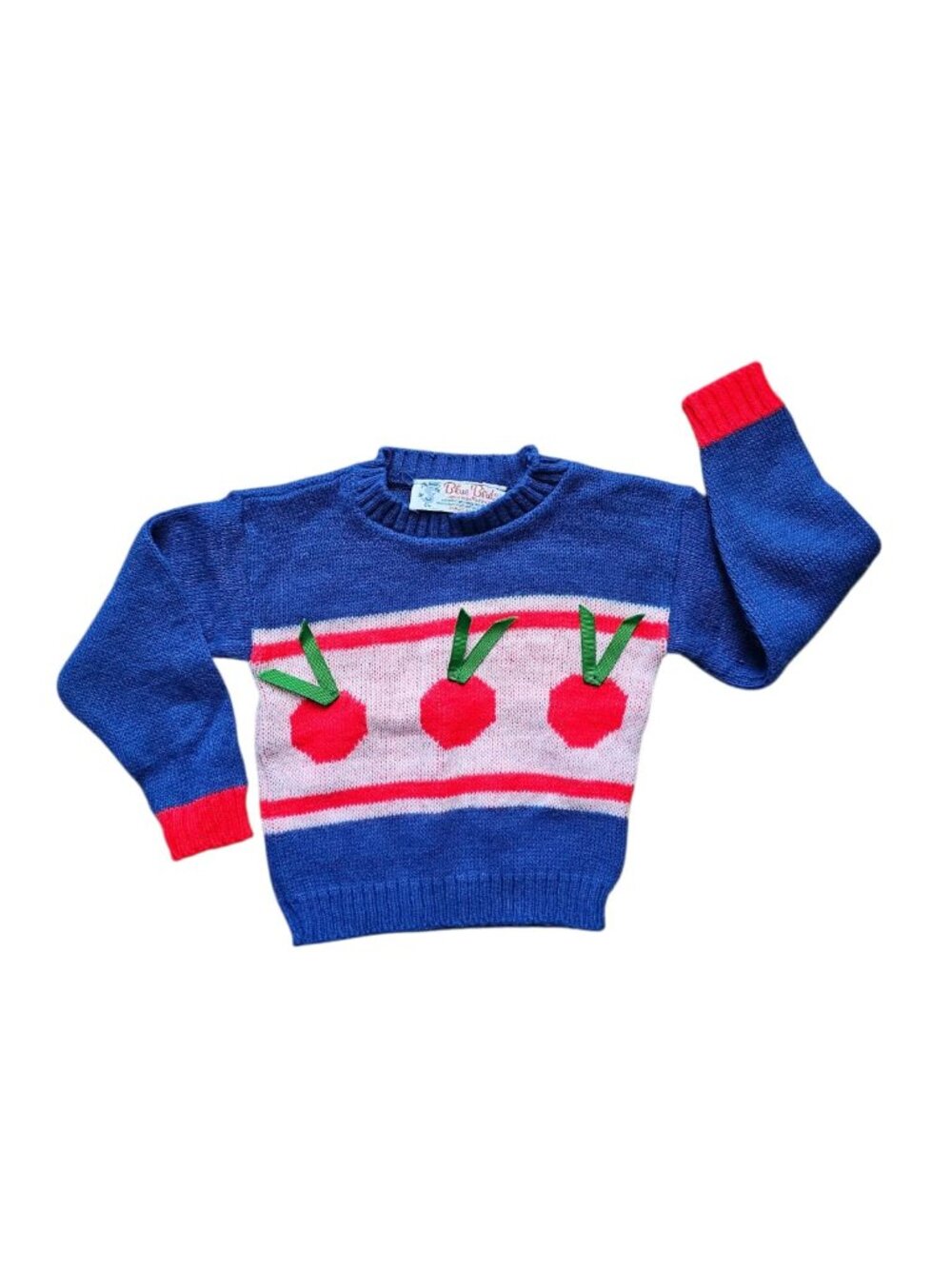 VTG Blue Bird knitted acrylic baby sweater . fits 18 mos . made in USA
